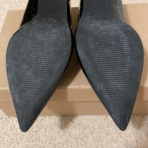 Black Faux Vegan Leather Low Heel Pointed Stilettos - Picture 10 of 12